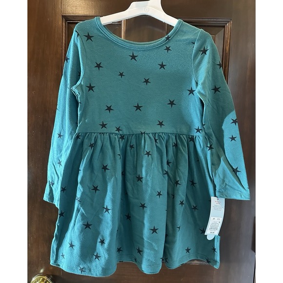 Cat & Jack Other - Girls Cat N Jack Size 4T Green With Stars Long Sleeve Dress